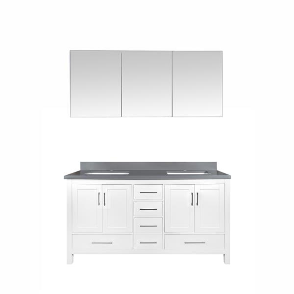 Gef Willow Bathroom Vanity With Medicine Cabinet Grey Quartz Top 60 In White Reno Depot