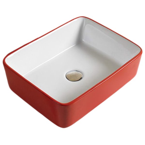 American Imaginations Vessel Sink - 18.9-in - Red/White