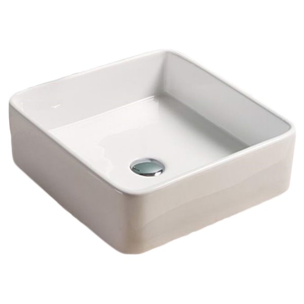 American Imaginations Vessel Square Sink - 16.3-in - White