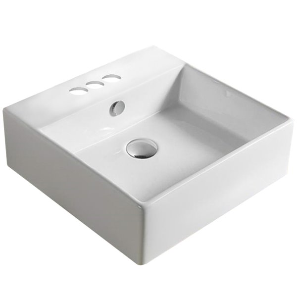 American Imaginations Square Vessel Sink - 15-in - White