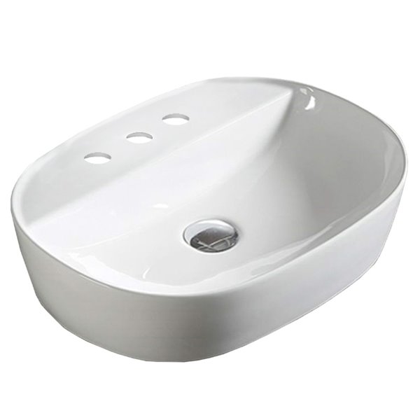 American Imaginations Vessel Rectangular Sink - 19.7-in - White