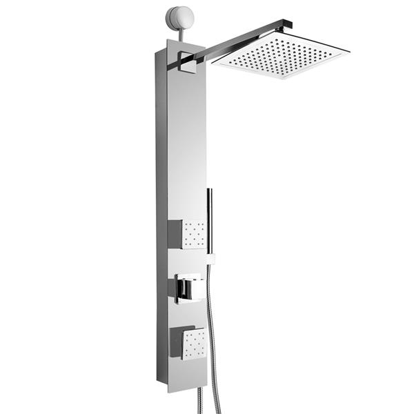 AKDY Easy Connect Shower Panel System - Tempered Glass - Silver - 35-in