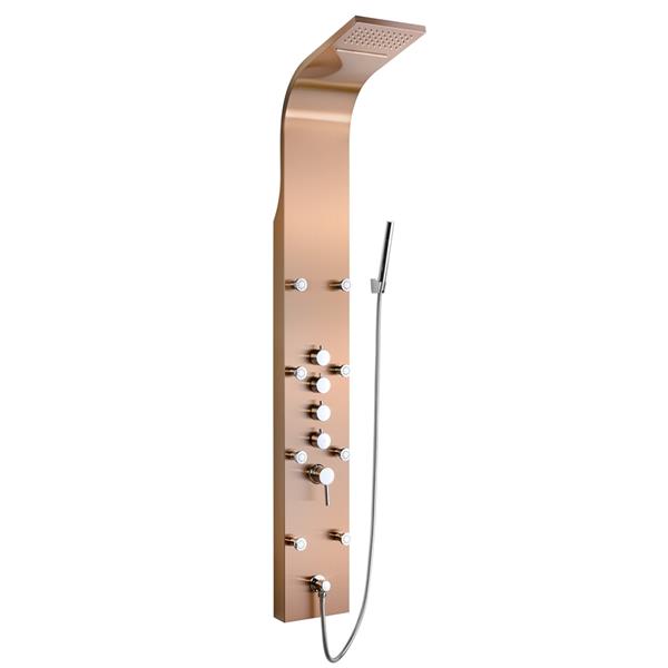 AKDY Simultaneously Operated Shower Panel System - Stainless Steel - Gold - 65-in