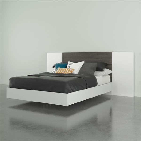Nexera Monroe 3 Piece Bedroom Set -  Bark Grey and White - Full Size