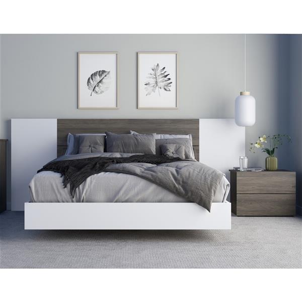 Nexera Monroe 4 Piece Bedroom Set -  Bark Grey and White - Queen Size