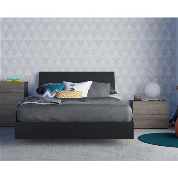 Nexera Avatar 3 Piece Bedroom Set -  Bark Grey and Black - Full Size