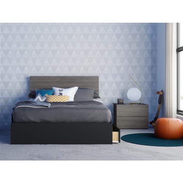Nexera Chinook 3 Piece Bedroom Set -  Bark Grey and Black - Full Size