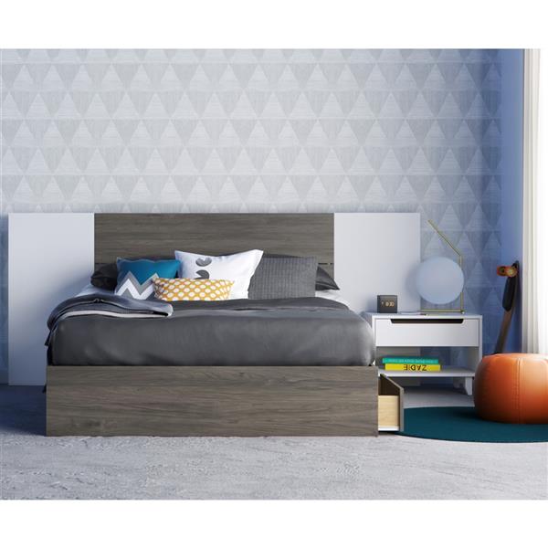 Nexera Interval 4 Piece Bedroom Set -  Bark Grey and White - Full Size