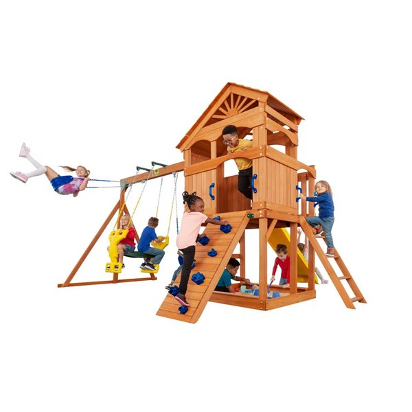 Creative Cedar Designs Timber Valley Playset -  Blue and Green