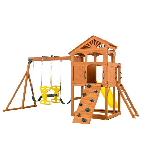 Creative Cedar Designs Timber Valley Playset - Green with Yellow Slide