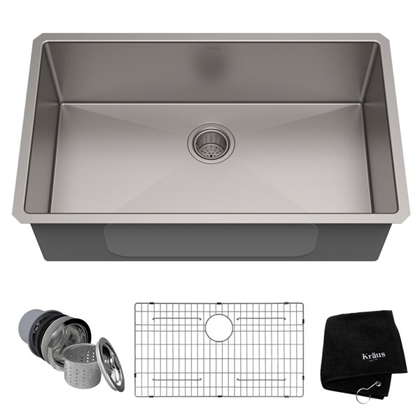 Kraus Standart PRO Undermount Kitchen Sink - Single Bowl - 32-in x 19-in - Stainless Steel