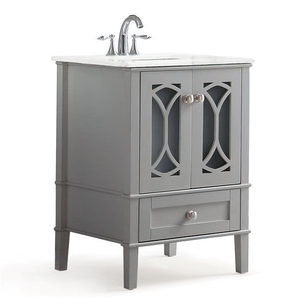 Simpli Home Paige Bath Vanity With White Engineered Quartz Marble Top 24 In Axcvpawg 24 Réno