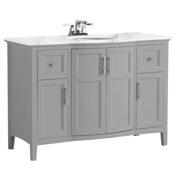 SIMPLI HOME Winston Rounded Front Bath Vanity White Engineered Quartz