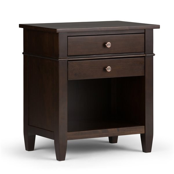 Simpli Home Carlton Bedside Table - 2-Drawer - Brown Tobacco - 24-in x 16-in x 24-in