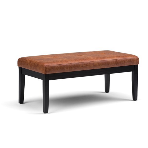Simpli Home Lacey Tufted Ottoman Bench - Distressed Saddle Brown - 42.5-in