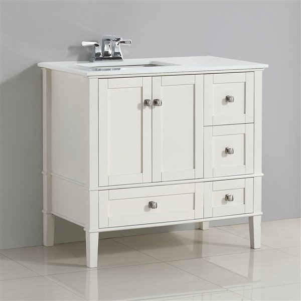 Meublelavabo de salle de bains Chelsea SIMPLI HOME de 36 pouces avec