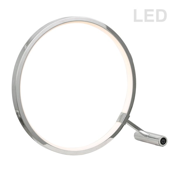 Dainolite Table Lamp - 1-LED Light - 12-in - Polished Chrome