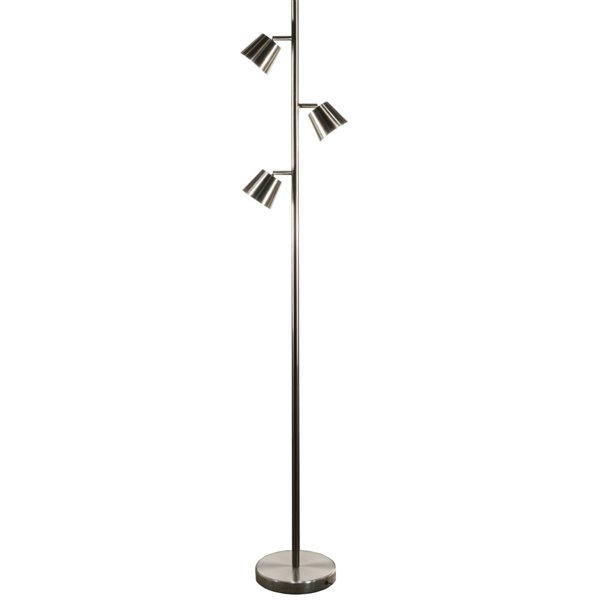 Dainolite Modern Floor Lamp - 3-Light - 61.5-in - Satin Chrome