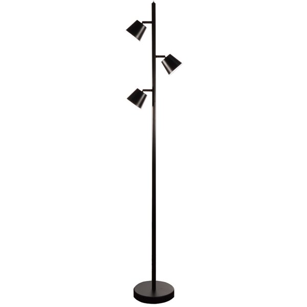 Dainolite Modern Floor Lamp - 3-Light - 61.5-in - Matte Black