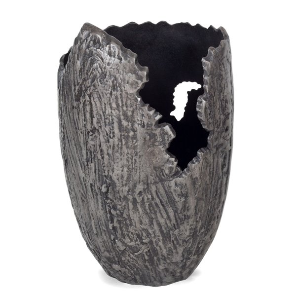 Grand vase décoratif Terra en céramique Gild Design House, gris, 17 po