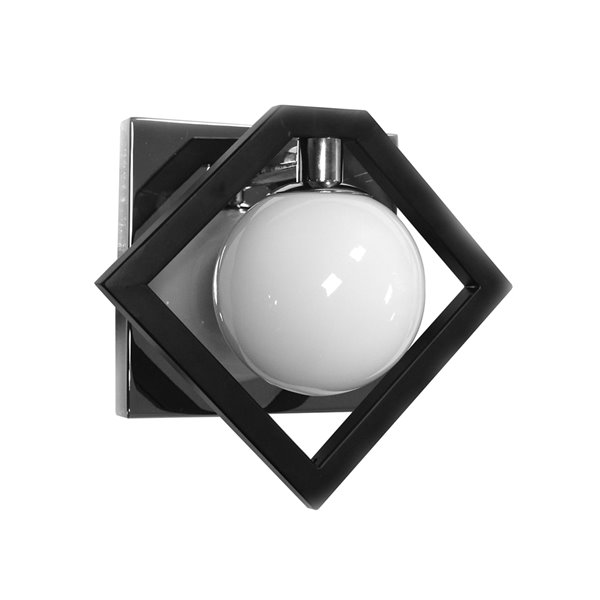 Dainolite Glasgow Wall Lamp - 1-Light - Matte Black and Chrome