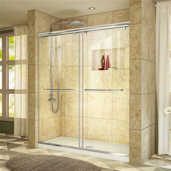 DreamLine Charisma Shower Door and Base - 60-in - Chrome/White