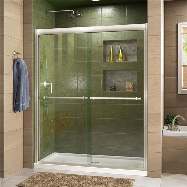 DreamLine Duet Shower Door/Acrylic Base - 34-in x 60-in - Nickel