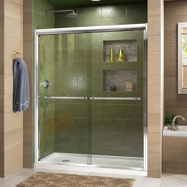 DreamLine Duet Glass Shower Door/Base - 30-in x 60-in - Chrome