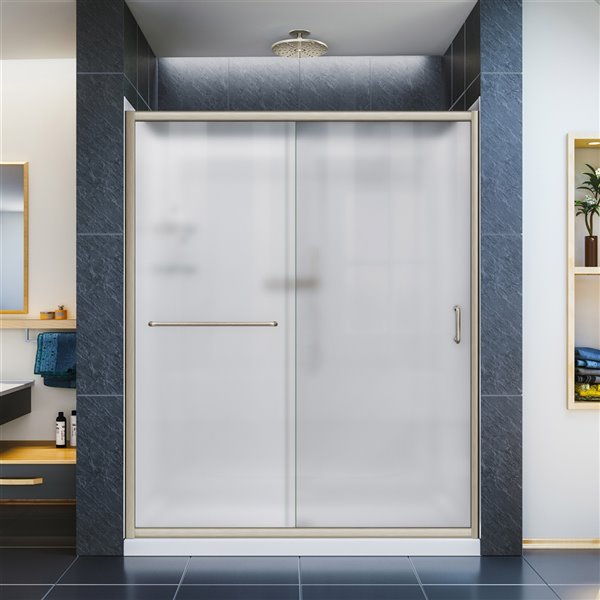 DreamLine Infinity-Z  Modern Shower Door Kit - 60-in - Nickel