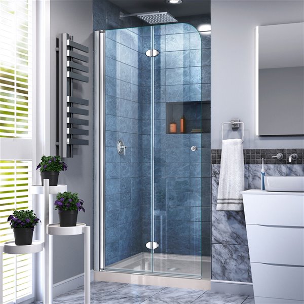 DreamLine Aqua Fold Shower Door/Base - 32-in x 74-in - Chrome