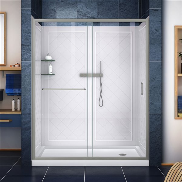 DreamLine Infinity-Z Modern Shower Door Kit - 60-in - Nickel
