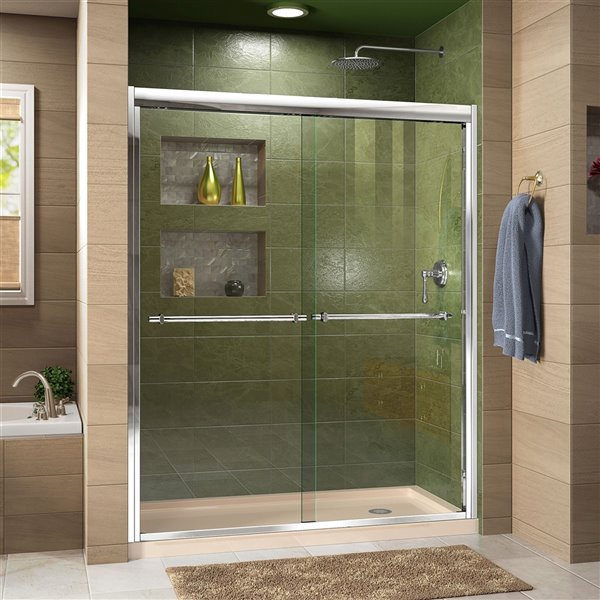 DreamLine Framed Shower Door/Base - 30-in x 60-in - Chrome
