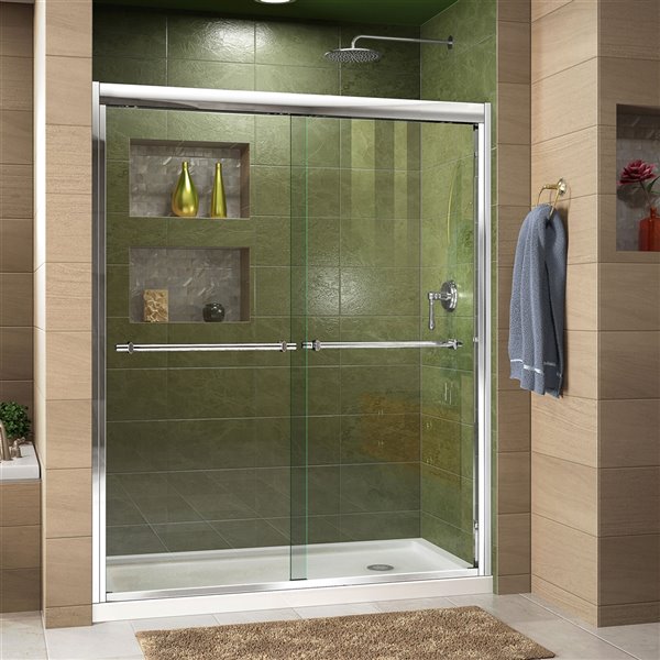 DreamLine Duet Shower Door/Acrylic Base - 30-in x 60-in - Chrome