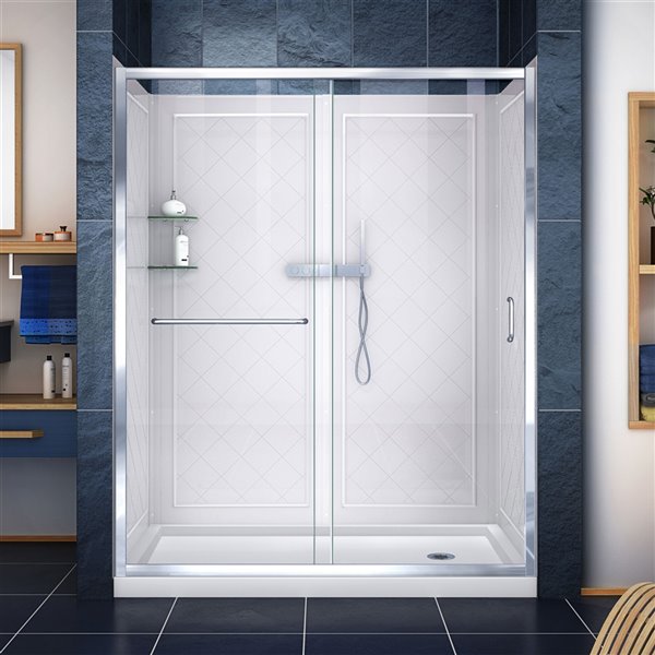 DreamLine Infinity-Z Shower Door Kit - 60-in - Chrome
