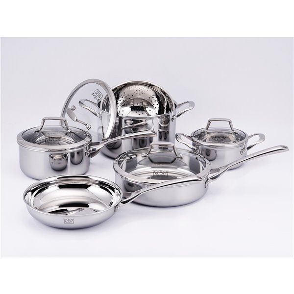 KUCHT Culinary Professional 3-Ply Stainless Steel 10 Piece Cookware Set