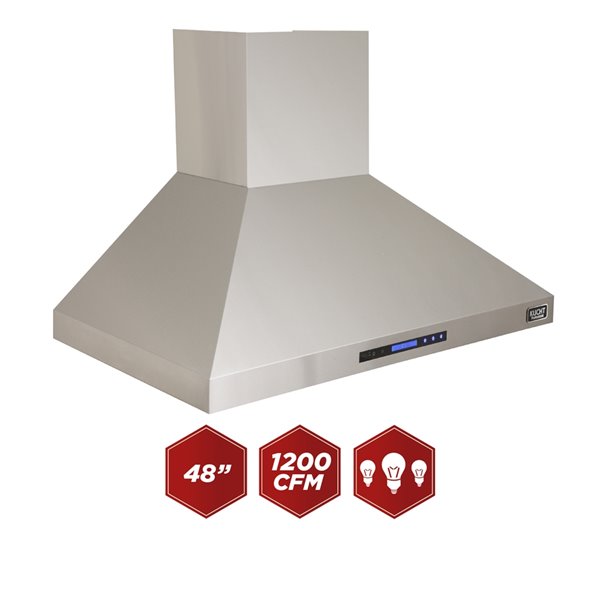 KUCHT 48in Professional 900 CFM Ducted Wall Mount Range Hood KRH4810A