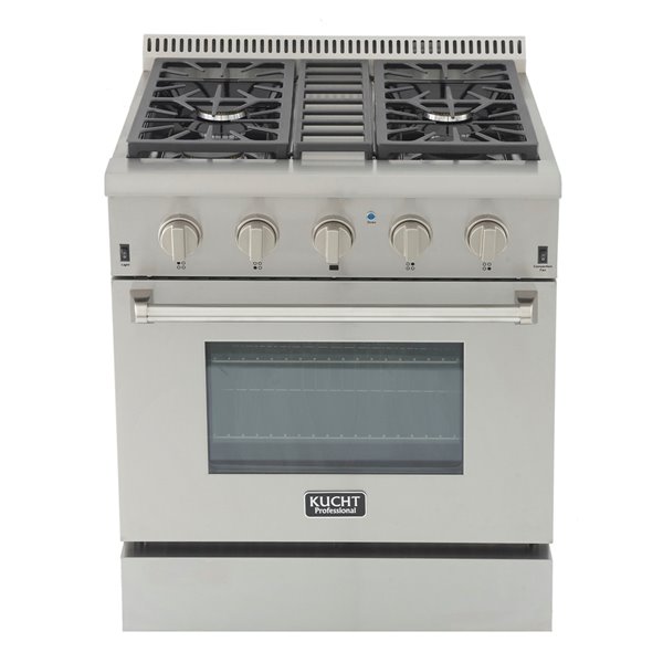 KUCHT Professional 30-in 4.2 cu. ft. Propane Gas Range with Convection Oven with Classic Silver Knobs - 4 burners