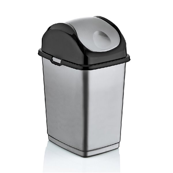 Superio Trash Can Swing/Push Lid 8.5in 5L Stainless Steel 445