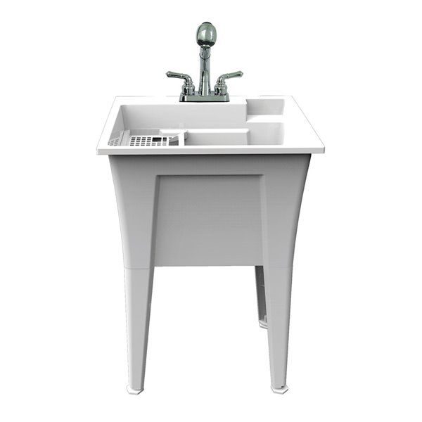 RuggedTub Nova All-in-one Heavy-Duty Laundry Sink with Faucet - White - 24-in