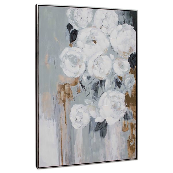Toile décorative murale fleurs blanches Gild Design House, gris et noir, 49  po x 33 po 01-01040 | Réno-Dépôt