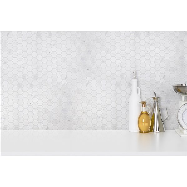 Mono Serra Group Marble Tile 12-in x 12-in Hexagon Mosaic 10 sq.ft ...