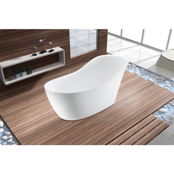 Streamline Freestanding Oval Bathtub 30 In X 67 In Glossy White Acrylic Reno Depot