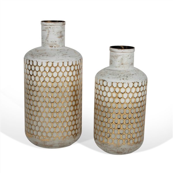 Gild Design House Marilla Decorative Metal Table Vase - White - Set of 2