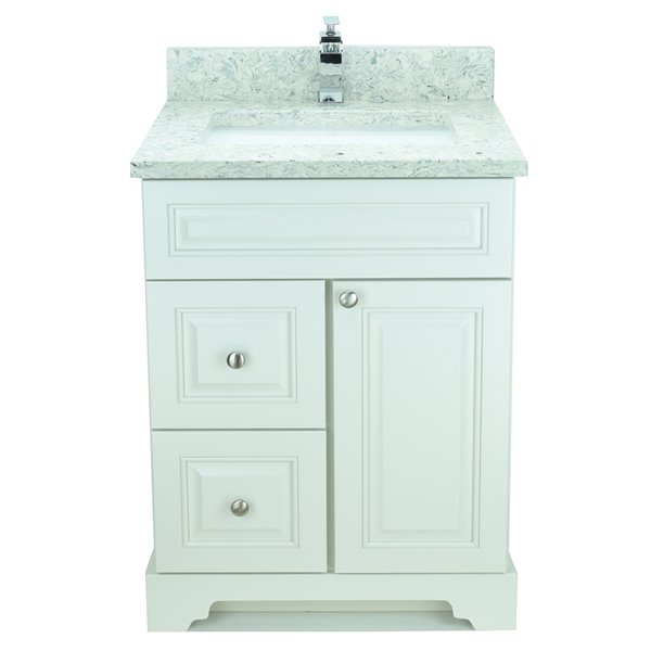 Lukx Bold Damian Antique White 24-in Single Sink Bathroom Vanity With ...