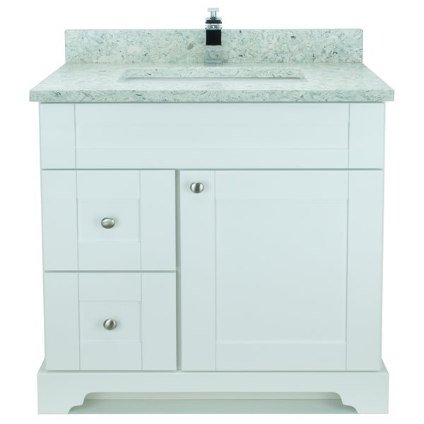 Lukx Bold Damian White 36-in Single Sink Bathroom Vanity With Topaz ...