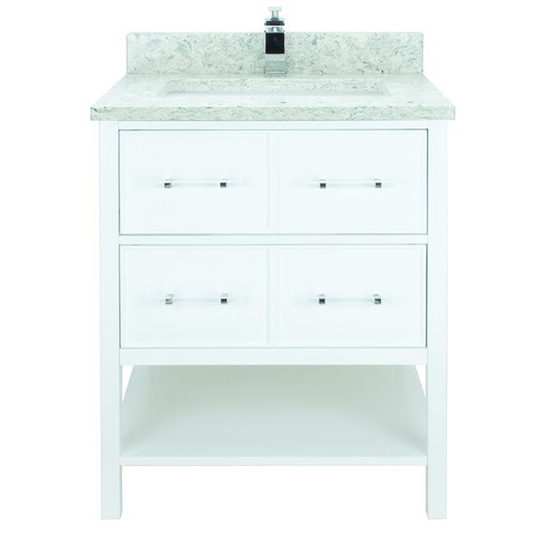 LUKX Bold Gemma 30-in White Single Sink Bathroom Vanity Topaz White ...