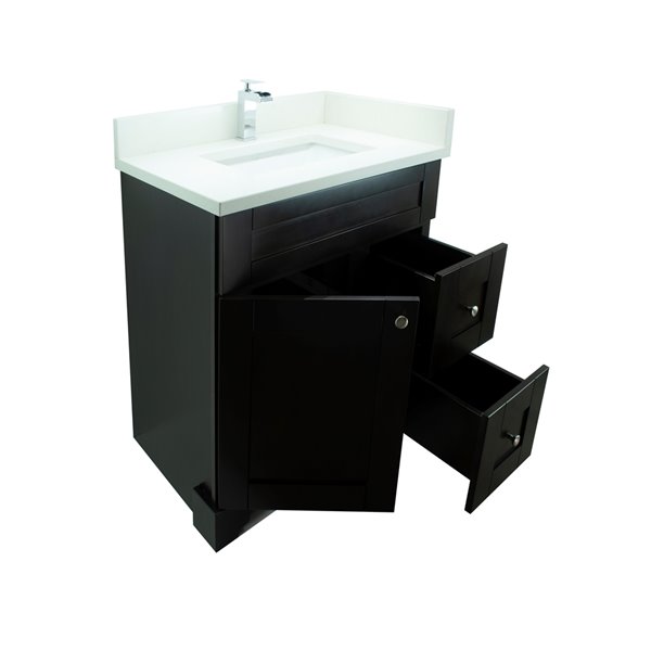 Lukx® Bold Damian Vanity With Silk White Quartz Countertop - Right Side ...