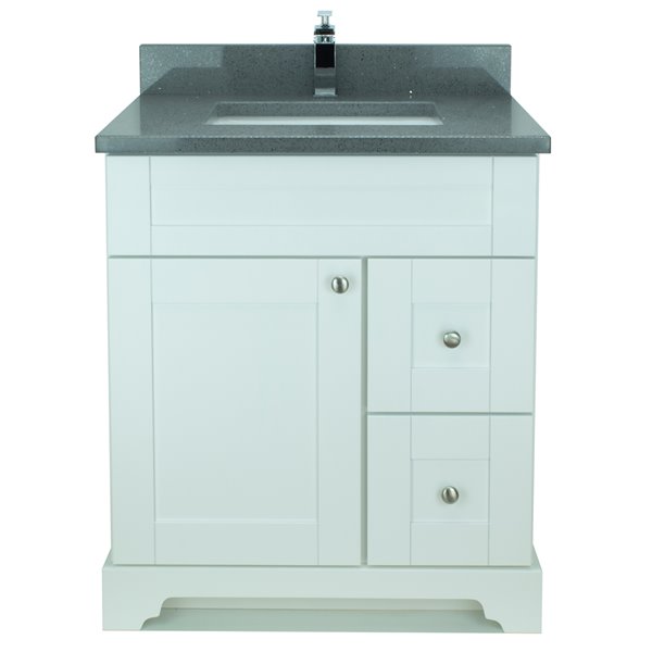 LUKX Bold Damian 24-in White Single Sink Bathroom Vanity With Crystal ...