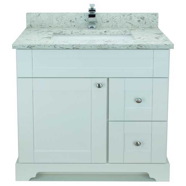 LUKX Bold Damian 36-in White Single Sink Bathroom Vanity With Milky Way ...