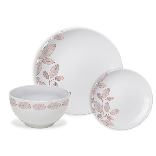 Ensemble de vaisselle en porcelaine de Safdie & Co., feuillage or